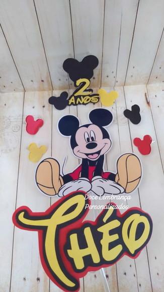 Topper de Bolo Mickey 3d Personalizado Mêsversario Aniversár
