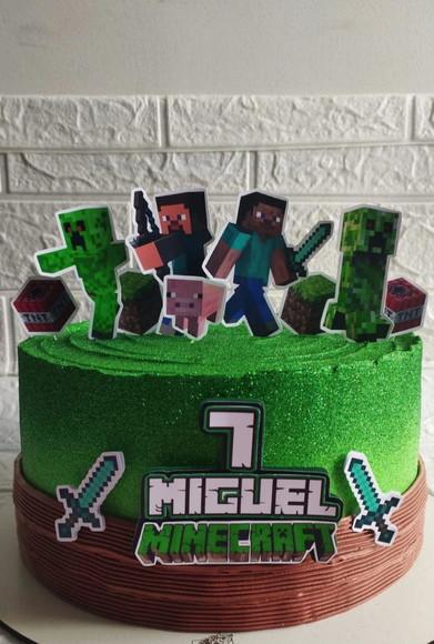 Topper de Bolo Minecraft Personalizado Aniversário