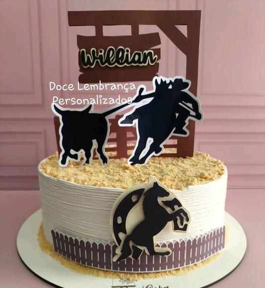 Topper de Bolo Personalizado Fazenda Peão Vaqueiro