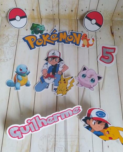 Topper de Bolo Pokemon Aniversário