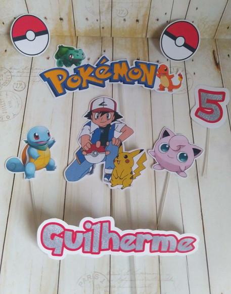 Topper de Bolo Pokemon Aniversário