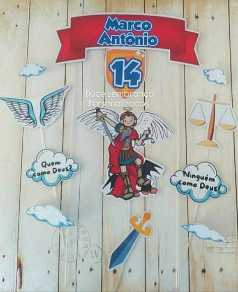 Topper de Bolo São Miguel Arcanjo Personalizado