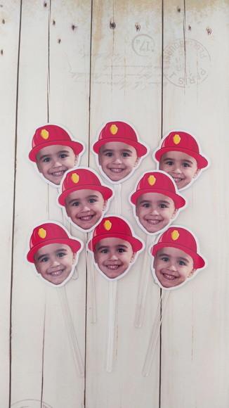 Topper Docinhos Rostinho Chapéu Capacete Bombeiro
