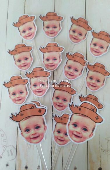Topper Docinhos Rostinho Chapéu Festa Junina Fazendinha