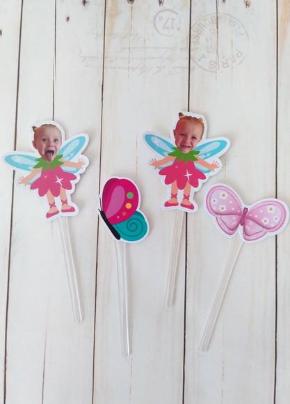 Topper Fadinha Borboleta com Foto Carinha e Personagem