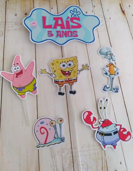 Topper para Bolo Bob Esponja Menina
