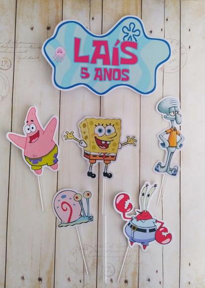 Topper para Bolo Bob Esponja Menina
