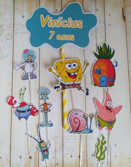 Topper para Bolo Bob Esponja Menino