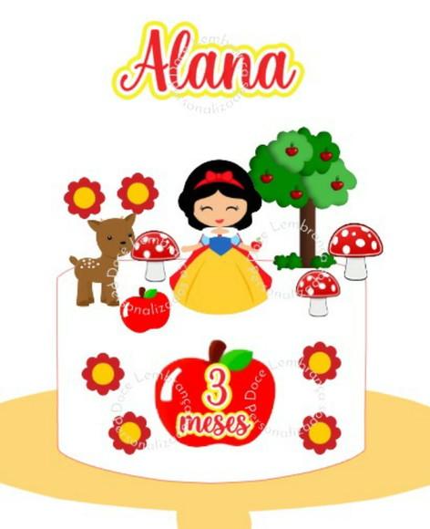Topper para Bolo Branca de Neve Baby