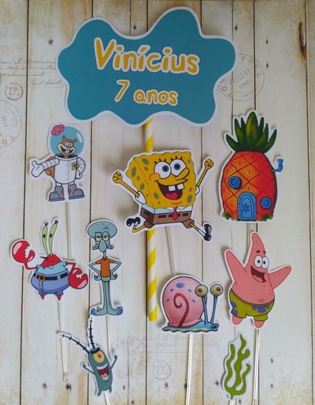 Topper para Bolo Bob Esponja Menino