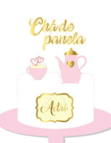 Topper para Bolo Chá de Panela 3d