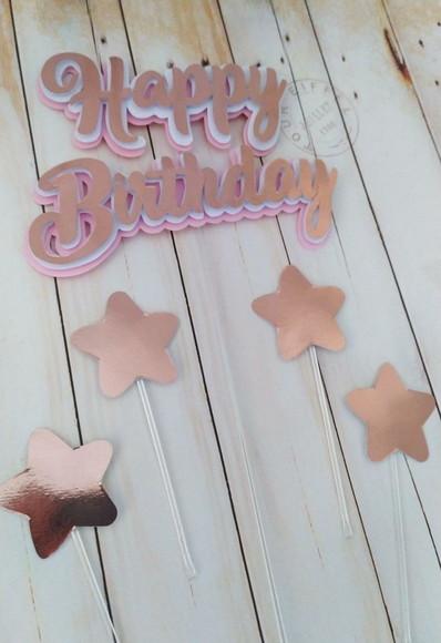 Topper para Bolo Happy Birthday 3d Personalizado