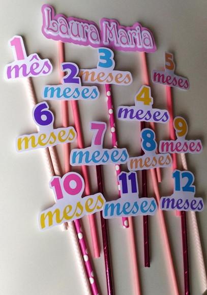 Topper para Bolo Mesversario 12 Meses