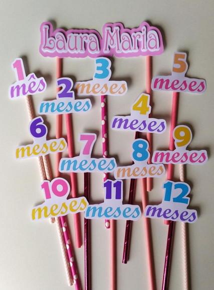 Topper para Bolo Mesversario 12 Meses