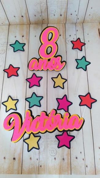 Topper para Bolo Neon 3d Personalizado