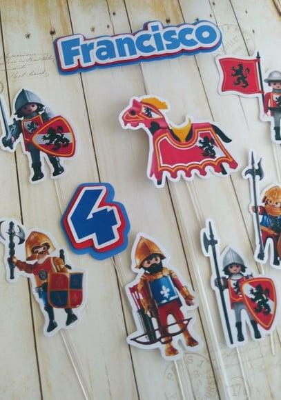 Topper para Bolo Playmobil Cavaleiro Medieval Personalizado