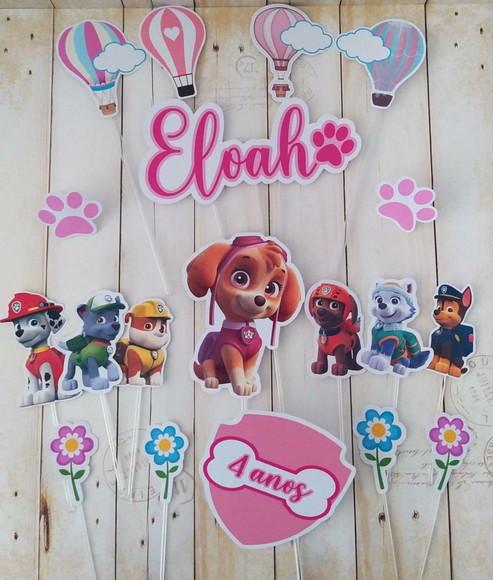 Topper para Bolo Skye Patrulha Canina Personalizado