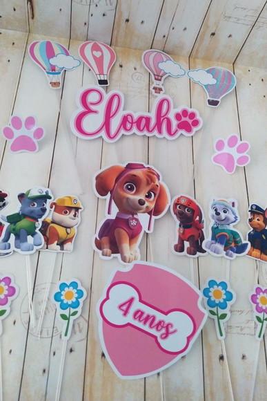 Topper para Bolo Skye Patrulha Canina Personalizado