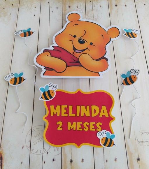 Topper para Bolo Ursinho Pooh Mesversario