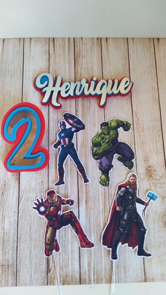 Topper para Bolo Vingadores 3d Personalizado