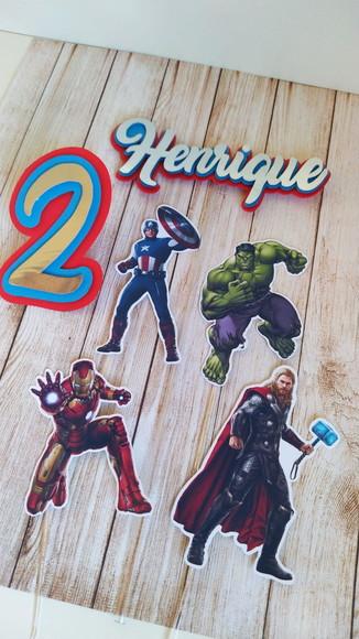 Topper para Bolo Vingadores 3d Personalizado
