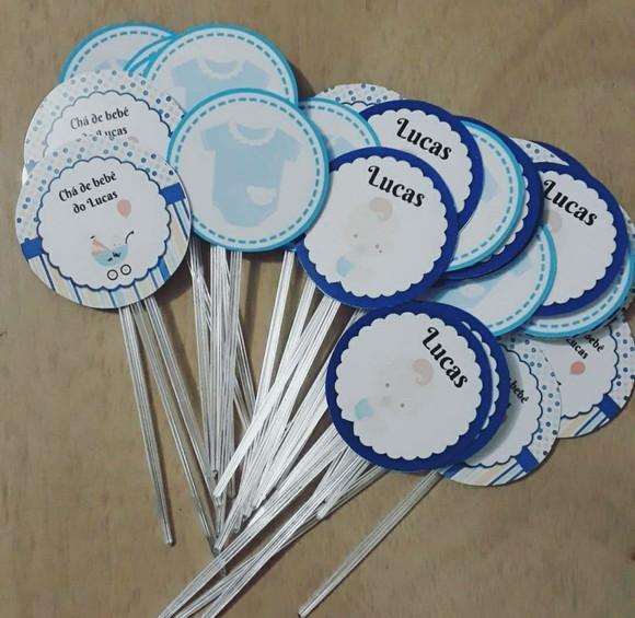 Topper para Docinhos Chá de Bebê Menino 30 Unidades