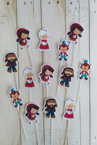 Topper para Docinhos Chapeuzinho Vermelho 30 Unidades
