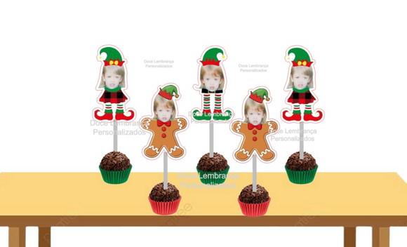 Topper para Docinhos com Carinha Biscoito Natal