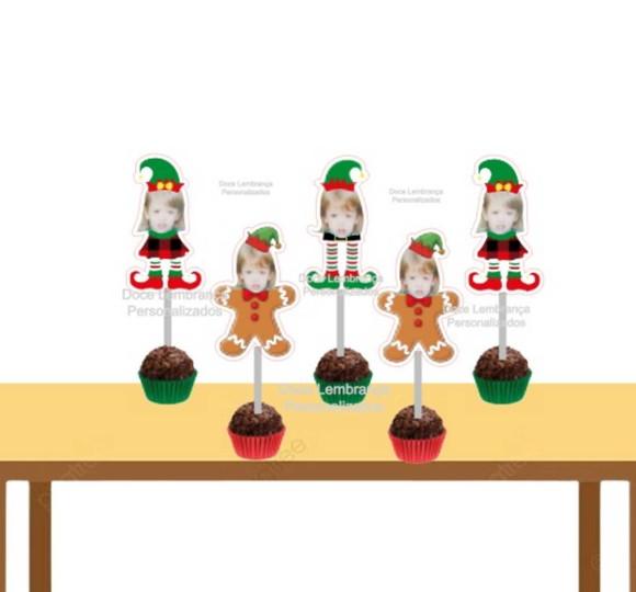 Topper para Docinhos com Carinha Biscoito Natal