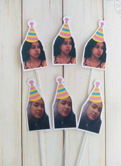 Topper para Docinhos com Foto e Chapeuzinho 15 Anos