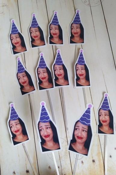 Topper para Docinhos com Foto e Chapeuzinho Adulto Feminino