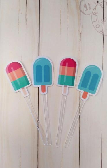Topper para Docinhos Festa Picolé Sorvete 30 Unidades
