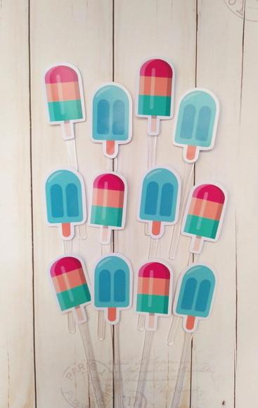 Topper para Docinhos Festa Picolé Sorvete 30 Unidades