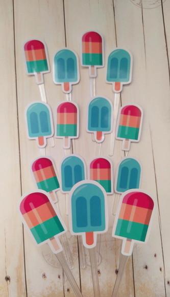 Topper para Docinhos Festa Picolé Sorvete 30 Unidades