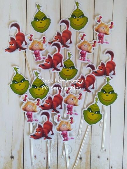 Topper para Docinhos Grinch Natal Personalizado