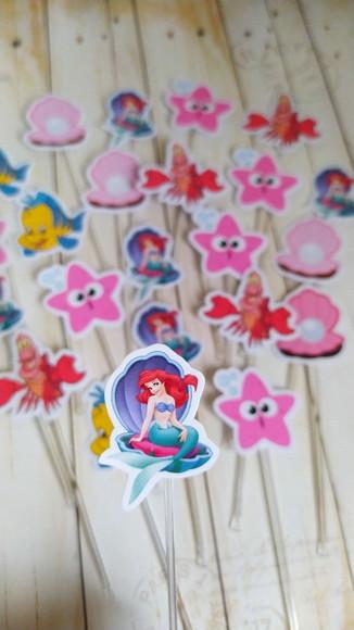 Topper para Docinhos Sereia Ariel 30 Unidades