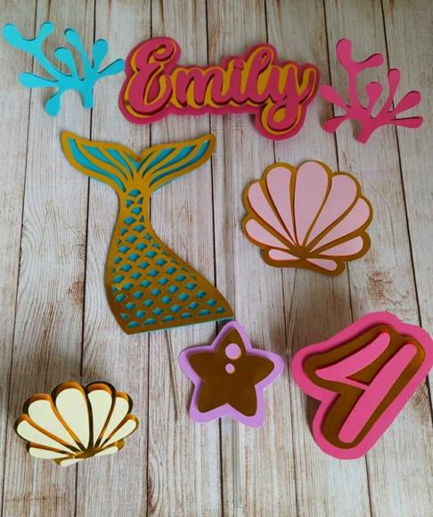 Topper Sereia/fundo Do Mar 3d Personalizado