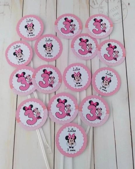 Toppers para Docinhos Minnie Rosa 50 Unidades