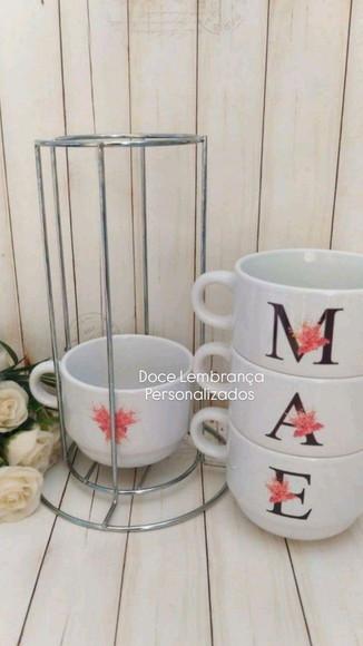 Torre Xícaras com Nome Mãe (dia das Mães) Personalizado