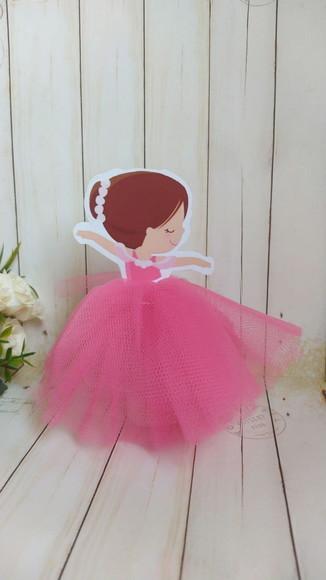 Tubetes Bailarina lembrancinha aniversário com saia tule rosa