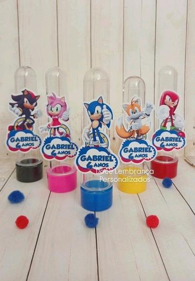 Tubetes Sonic Lembrancinha Aniversário Infantil