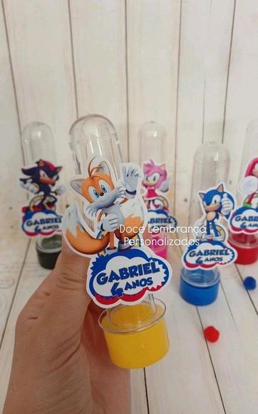Tubetes Sonic Lembrancinha Aniversário Infantil