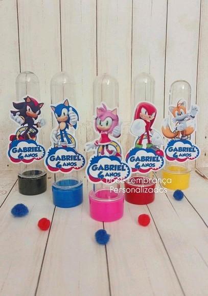 Tubetes Sonic Lembrancinha Aniversário Infantil