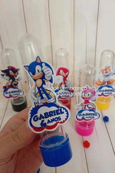 Tubetes Sonic Lembrancinha Aniversário Infantil
