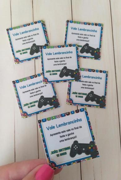 Vale Lembrancinha Personalizado Vídeo Game