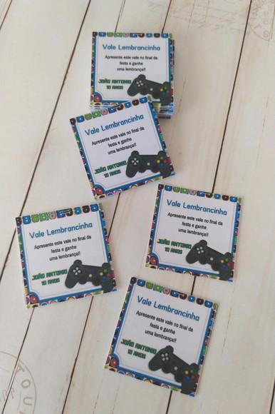 Vale Lembrancinha Personalizado Vídeo Game