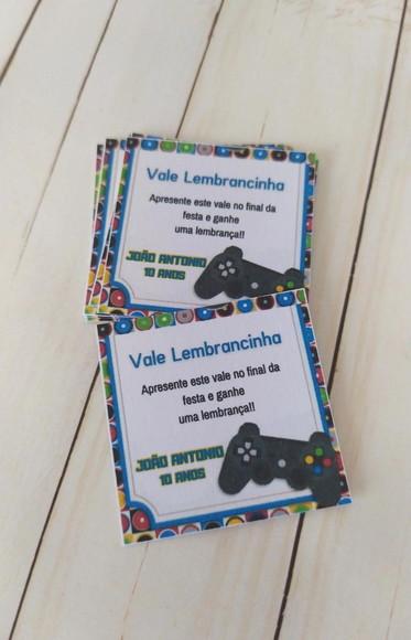 Vale Lembrancinha Personalizado Vídeo Game
