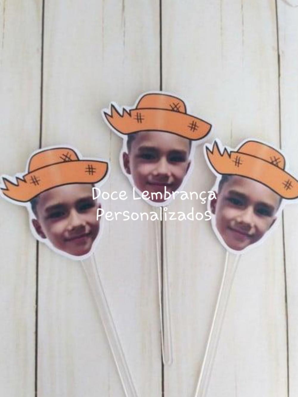 Topper para Docinhos com Foto Rostinho Chapéu Festa Junina