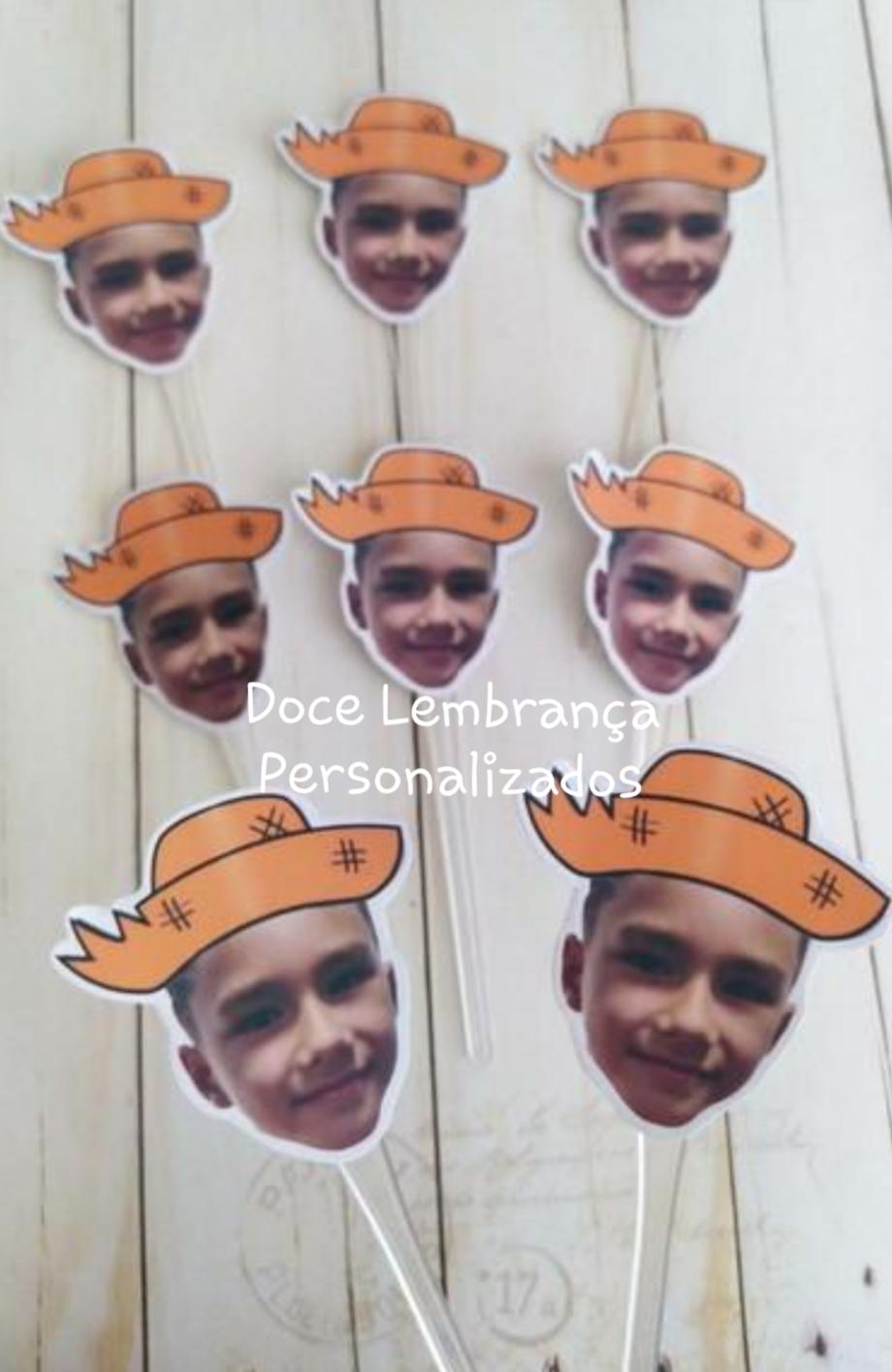 Topper para Docinhos com Foto Rostinho Chapéu Festa Junina