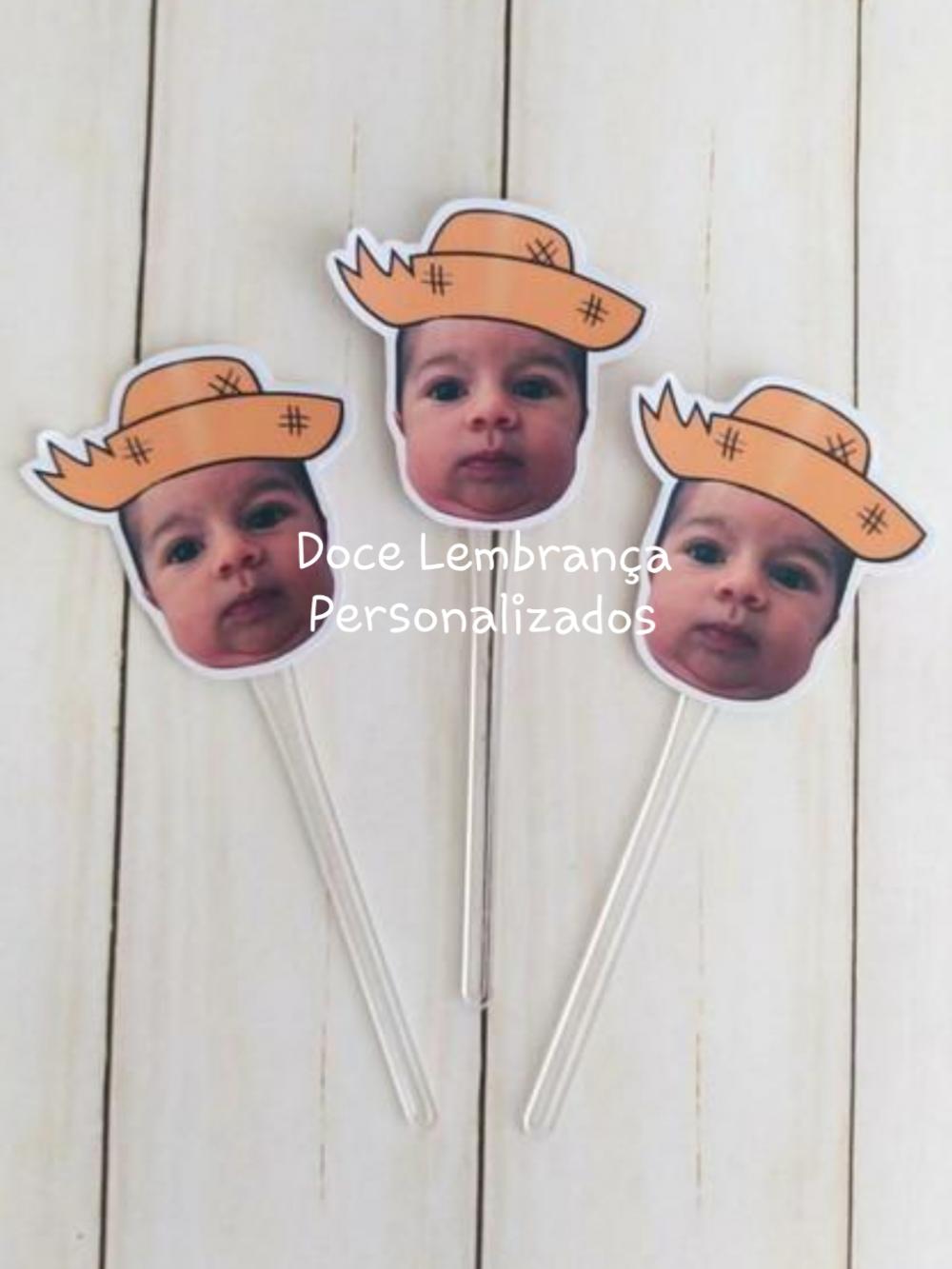 Topper para Docinhos com Foto Rostinho Chapéu Festa Junina